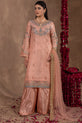 peach shisha silk embroidered suit