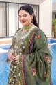 embroidered green lawn dress